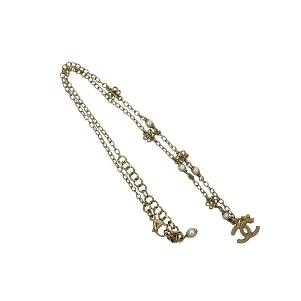 CHANEL Authentic Gold Pearl Logo Necklace - Picture 4 of 4
